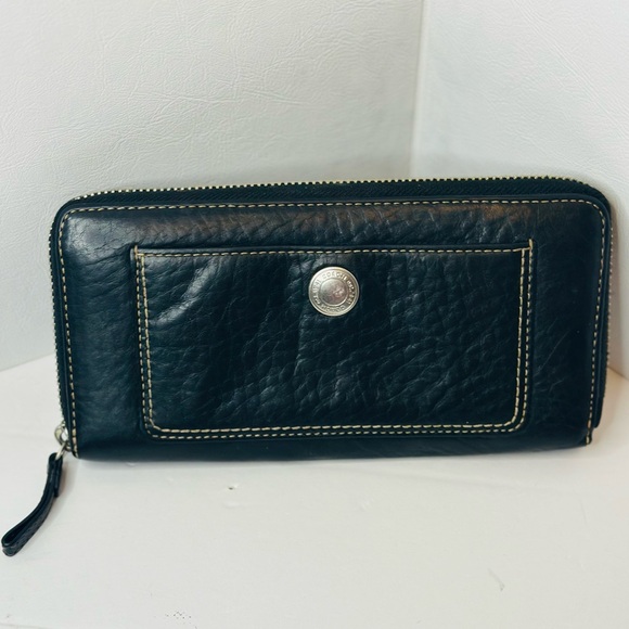 COACH Vintage Chelsea black pebbled leather accordion fold zip around wallet - Picture 1 of 8